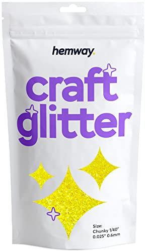 Hemway Craft Glitter - Fluorescent UV Neon Yellow | Chunky Metallic Sequin Flakes for Resin & Epoxy Crafts | Supplies for Tumblers, Cards, Jewellery, Candle, Hair, Face, Body & Nail Art | 100 g