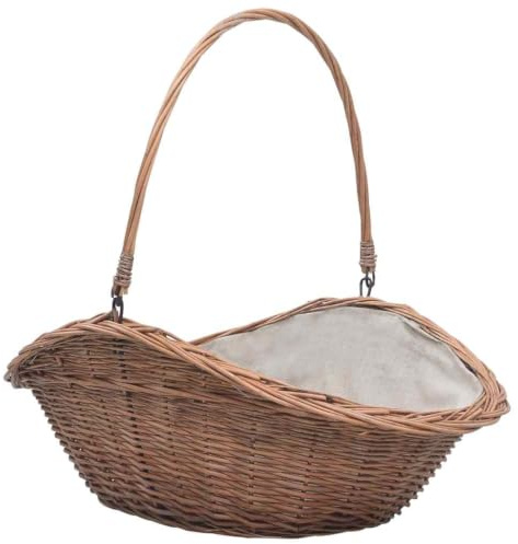 vidaXL Holzkorb mit Tragegriff Kaminholzkorb Brennholzkorb Feuerholzkorb Kaminkorb Tragekorb Füllkorb Weidenkorb 60x44x55cm Natur Weide