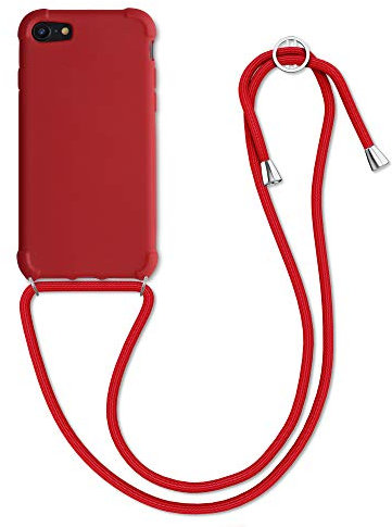 kwmobile Necklace Case kompatibel mit Apple iPhone SE (2022) / iPhone SE (2020) / iPhone 8 / iPhone 7 Hülle - Cover mit Kordel zum Umhängen - Silikon Schutzhülle Rot