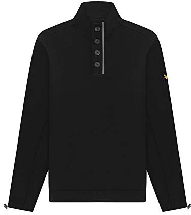 Lyle & Scott Men's Button Funnel Neck Sweatshirt, Jet Black, S