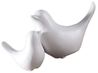VORCOOL 2Pcs Weiß Keramik Vogel Figuren Set Moderne Tier Vogel Skulpturen Handwerk für Landschaft Garten Home Office Desktop Display Dekor