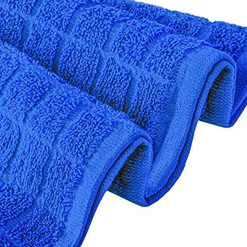 1 Stück Premium Frottee Geschirrtuch 40x64 cm in Uni/Blau kariert von StickandShine / 100% Baumwolle