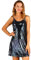 Allegra K, Mini Abito da Donna Scintillante con Glitter e Paillettes, Spalline Sottili e Scollo a V, Adatto per Feste, Cocktail, Discoteca, Colore: Viola e Verde., S