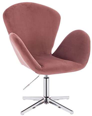 SVITA BROOX Drehstuhl mit Armlehnen höhenverstellbar Loungestuhl Cocktailsessel Samt Rosa