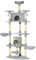 PawHut Árbol Rascador para Gatos Altura 200 cm Torre para Gatos con 2 Cuevas 2 Hamacas Cama Múltiples Plataformas Postes de Sisal y Bolas de Juguete 60x60x200 cm Gris