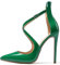 EDEFS Donna Décolleté a Spillo con Cinturino Caviglia, 12CM Classici Tacchi Alti a Punta Sfilata, Décolleté con Incrociate, Vernice Verde Taglia EU38