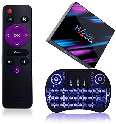 H96 Max Android 10.0 TV Box, 4K Ultra HD, USB3.0 RK3318 Quad Core, Dual WiFi 2.4G/5G, HDMI / 3D, 100M Ethernet, Android TV Video Play Box (4GB RAM+64GB ROM)
