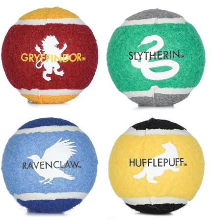 Harry Potter 4 Pack Hogwarts Pride Pet Tennis Balls | Toy Balls for Dogs | Themed Hogwarts Pride
