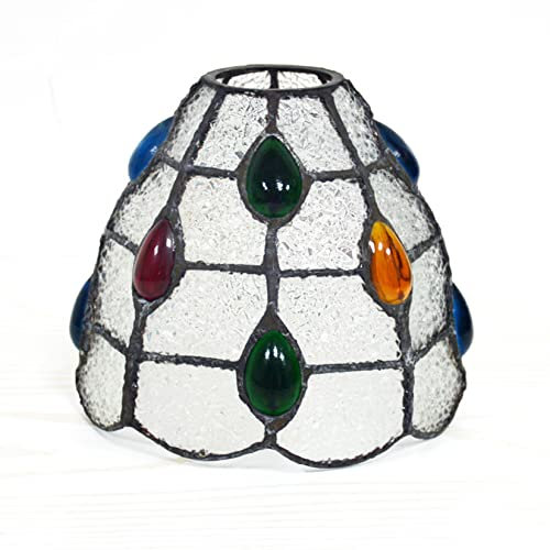BOTOWI Barocker Lampenschirm im Tiffany-Stil, Ersatz-Buntglas-Lampenschirm, Öffnungslichtabdeckung mit Glasperlen für Pendelleuchten, Deckenleuchten, Wandlampen, 5,5 Zoll