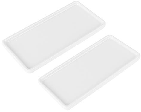 Angoily Ceramic Vanity Tray Small , 2 Pcs White Bathroom Tray Bathroom Storage Trays, Bathtub Tray Rectangular Cosmetics Holder for Tissues, Candles, Towel, Soap, Jewelry, Perfume (White)