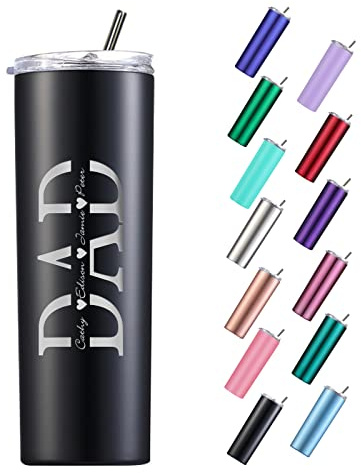 Busparst Vasos Delgados Personalizados con Tapas Y Pajitas, Vaso de Café Flaco Grabado con LáSer Personalizado de 20 Oz con Nombre, Regalo para Mujeres