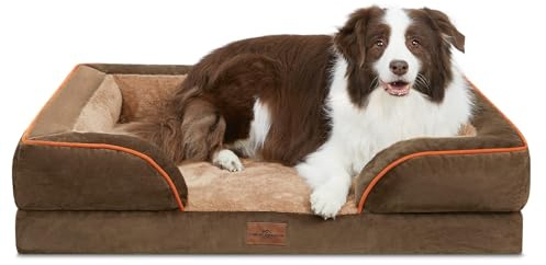 Comfort Expression Orthopedic Dog Bed for Large Size Dog with Bolster | Waterproof Dog Beds Large with Washable Cover, Durable Comfy Pet Bed Non-Slip Bottom, 91x68x19 cm