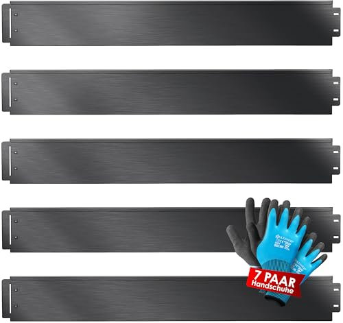 KESSER® Rasenkante Beeteinfassung Beetumrandung + Handschuhe 35m 100x14cm Beetbegrenzung Rasenbleche Mähkante Metall Palisade Schwarz
