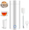 Bouilloire Portable de Voyage USB, 3 en 1 Bouilloire Voyage, Thermos Chauffant Sans Fil, 400ml Bouilloire Electrique Portable, avec Brosse de Nettoyage, Arrêt Automatique pour Thé, Lait, Café (Blanc)