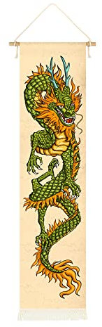 CoolChange Asiatisches Drachen Rollbild | Asian Dragon | Wandbild Drachen Farbdruck | Drachen Deko | 135x33cm