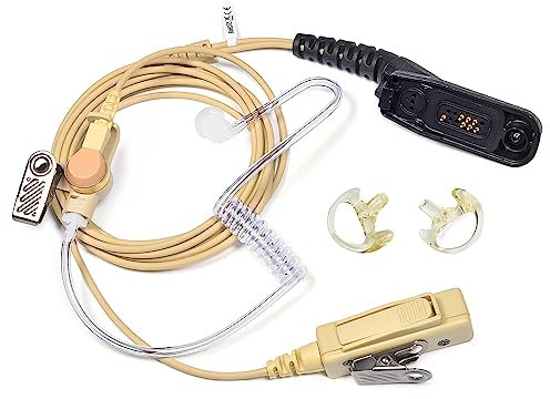 UAYESOK Surveillance - Auricolare a tubo acustico con microfono PTT e auricolare per Motorola Multi Pin DP3400 DP3401 DP3600 DP3601 DP4400 DP4600 DP4800 DP4801 XIRP8200 - Radio bidirezionale (beige)