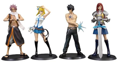 Luxetoys Fairy Tail Anime Figuren Charakterfigur mit stehender Haltung 16 cm Modellstatuen zur Dekoration (4 Stück)