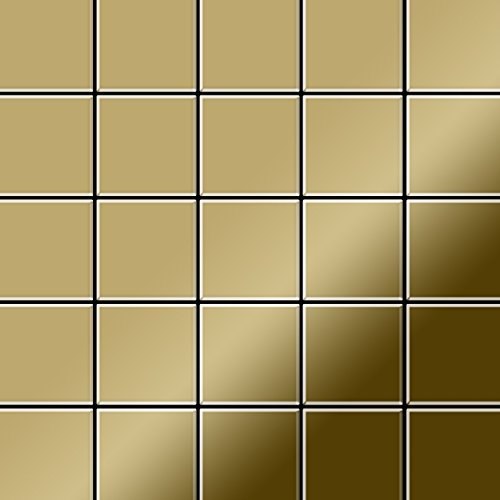 Mosaik Fliese massiv Metall Titan hochglänzend in gold 1,6mm stark ALLOY Century-Ti-GM 0,5 m2