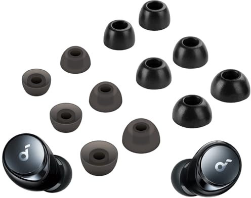 A-Focus Ear Tips [6 Pairs] Compatible with Anker Soundcore Space A40, Memory Foam & Silicone Replacement Comfortable Earbuds Eartips, 3 Sizes Each, Enhance Sound Quality, Black