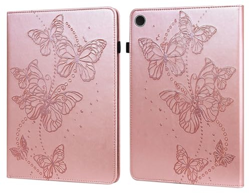 Wigento Für Samsung Galaxy Tab A9 Plus Schmetterling Muster Kunstleder Hülle Cover Tasche Case Pink
