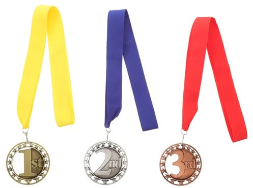 Happyyami 3pcs Sports Competition Medals Winner Medal Number Medals Competitions Trophy Medal Prize Sports Trophy Kids Toy Gold and Silver Silver and Copper Primary School Alloy
