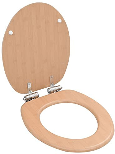 Rantry Meuble de WC couvercle à fermeture souple MDF design en bambou, couvre-pot pour siège de toilette, couvercle de toilette