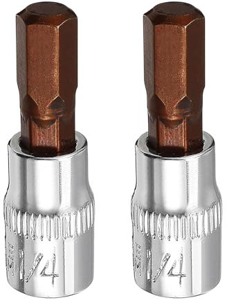 2PCS Juttzzei Hex Bit Socket, 1/4 Drive x H7 (7mm) Allen Key Socket, Premium S2 Alloy Steel 7mm Hex Bit with 1.5 Length for Torque Wrench, Ratchet Wrench, Impact Power Drills