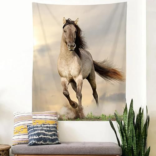 hfdch Wandteppich Pferd Mandala Wandteppich Wandbehang - Böhmische Tagesdecke, Boho Decke/Überwurf Wandteppiche Für Wohnzimmer