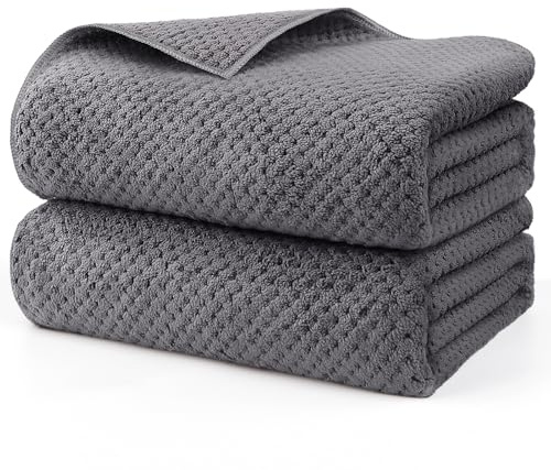 HOMEXCEL Bath Sheets Towels Set Pack of 2 (35 x 70 Inches), Ultra Soft Bath Towels for Bathroom, Lightweight and Quick Drying Towel for Body, Yoga, SPA, Fitness, Grey