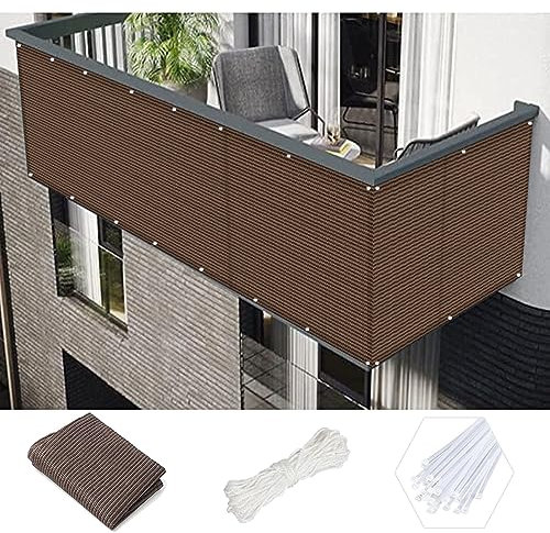 Balkon Sichtschutz 75 x 400 cm Sonnenschutz Netz für Balkon Pool Braun Winddicht AntiPeeping AntiUltraviolett Gartenzaun Sichtschutz Stoff