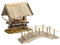 MaMeMi KRIPPENSET: BRÜCKE aus Holz (ca. 13 cm) und FUTTERKRIPPE aus Holz (ca. 10 cm) – Handgefertigtes Krippenzubehör für Weihnachtskrippe und Krippenlandschaften