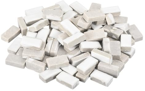 sourcing map 200g Ceramic Mosaic Tiles for Crafts Bulk, Rectangle White Ceramic Tiles for Mosaic Kits Garden Stepping Stone Cup Mat