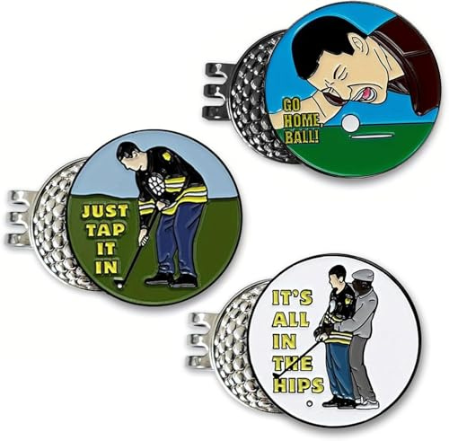 Yuiturt 3-Pack Funny Golf Ball Markers with Magnetic Hat Clip, Fun Golf Ball Marker Clips for Men and Women, Essential Golfing Tools with Magnetic Attachment for Hats, Bags, and Pockets