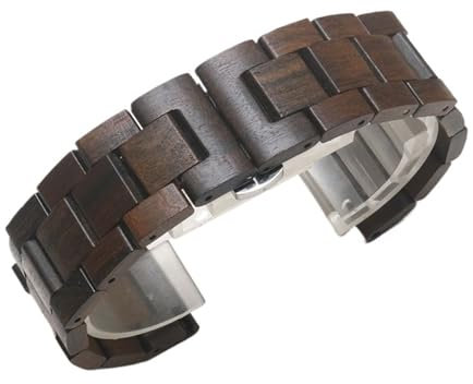 THBGTCNQ Holz-Uhrenarmbänder for Herren und Damen, Ersatzarmbänder, Schnellverschluss-Armbänder, 20 mm, 22 mm, geeignet for Smartwatches, traditionelle Uhren(Black,22mm)