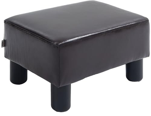 HOMCOM Pouf Repose-Pied Tabouret Bas en polyuréthane capacité de Charge 110 Kg 40 x 30 x 24 cm Marron