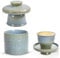 beurrier à eau, Beurre Pot en Porcelaine, beurrier en céramique, beurrier eau avec couvercle, Plat à Beurre français, beurriers vintage, butter dish avec Couvercle en Relief pour Beurre Mou - Bleu