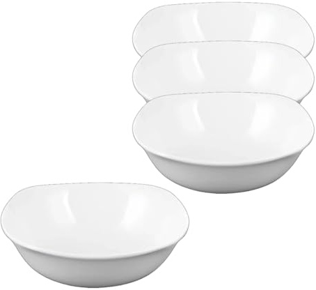 Wilmax - Schale aus Porzellan - 345ml - 4er Set - Salatschüssel - Weißer Schüssel für Snacks, Salat - Ø 14,5cm - Obstschale - Müsli-Schale - Elegant und Kratzfest - Ideal als Geschenk