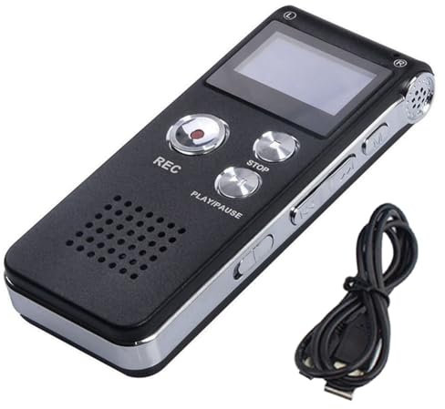 Reinscer Dictaphone 8G, lecteur MP3 haute résolution avec réduction du bruit, convient pour les réunions et autres occasions, noir