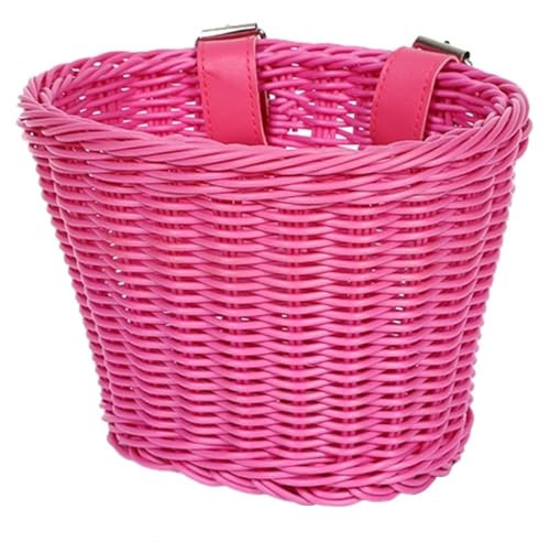 ZUGLQYSX Panier de vélo en Plastique tissé imperméable, Panier de vélo Amovible en Osier for Guidon Avant, Panier de vélo en rotin pour VéLos(Rose Red)
