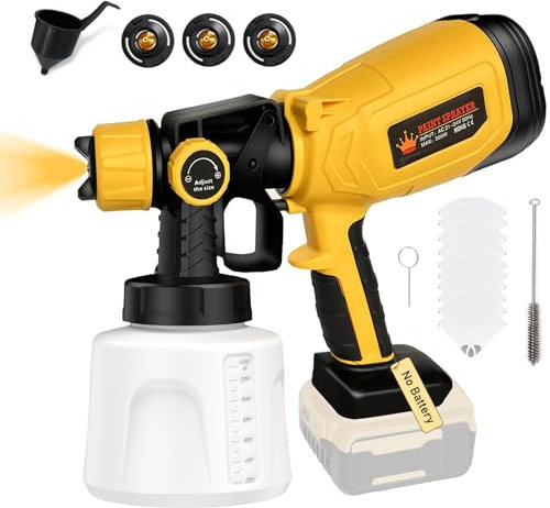Cordless Paint Sprayer for Dewalt 18V 20V Battery, Fence Paint Sprayer witn 3 Nozzles & 1400ml Tank for Home DIY Painting, Spray Gun Handheld Paint Sprayers (No Battery)