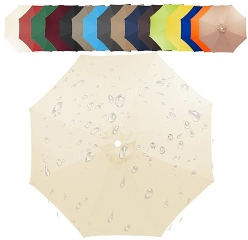 Toile de Rechange Parasol 200-350 CM 6/8 Baleines, Auvent Terrasse Déporté (Beige, 350CM/11.5FT)