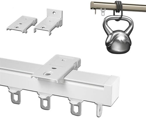 Aluminum Curtain Track 0.5-6m, Ceiling or Wall Mount System for Pergola, Outdoor Shower Curtain Rod, White, 180cm, Durable & Adjustable Curtain Rail for Versatile Use