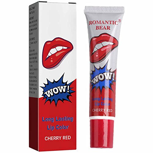 Abziehen Lippenfärbung, lang anhaltende Lippenstintfärbung, wasserdichte Farbtönung Lipgloss (Kirschrot)