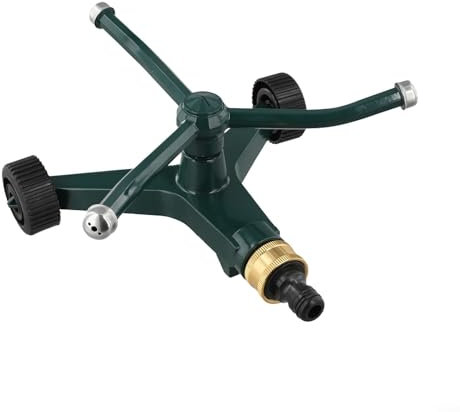 Arroseur de jardin mobile en métal automatique avec trois buses réglables Base roulante pour couverture de pelouse