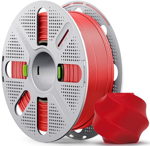 MarsWork PLA Filament 1.75mm, Vorgetrocknetes PLA Basic mit Wiederverwendbarer Schnellwechsel-Spule, 1 kg, für Bambu Lab 3D-Drucker, Vakuumversiegelt mit Trockenmittel, Rot
