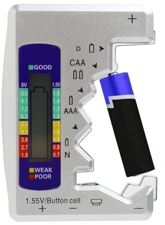 Digitaler Batterietester,Batterieprüfgerät für alle Batterien,Batteriemessgerät, LCD Display Digital Batterycheck, Universal Batterieprüfer für AAA,AA,C,9V,D,N,1,5V Knopfzellen Kleine Mini-Batterien