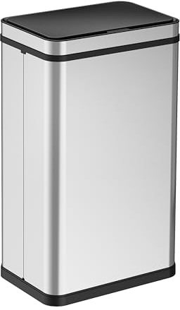 Ribelli Edelstahl Mülleimer 50 Liter - Abfalleimer mit Sensor - Automatisches Öffnen und Schließen - Küchenmülleimer mit LED-Funktionsanzeige, Silber