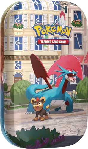 Pokémon-Sammelkartenspiel: Mini-Tin-Box Illumina City: Brutalanda & Leufeo (2 Boosterpacks, 1 Bildkarte und 1 Stickerbogen)