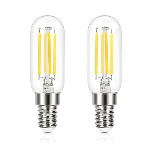 GBLY E14 LED Kaltweiß Glühbirnen Vintage 2er Pack T25 LED Leuchtmittel | Lampe 6000K Birnen 4W Energiesparlampe Light Bulbs Edison Glühlampen Filament Dunstabzugshaube Glas 360° Abstrahlwinkel