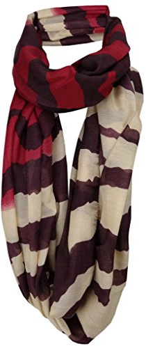 TigerTie Loop Schal in bordeaux weinrot braunbeige gemustert - Gr. 160 x 100 cm